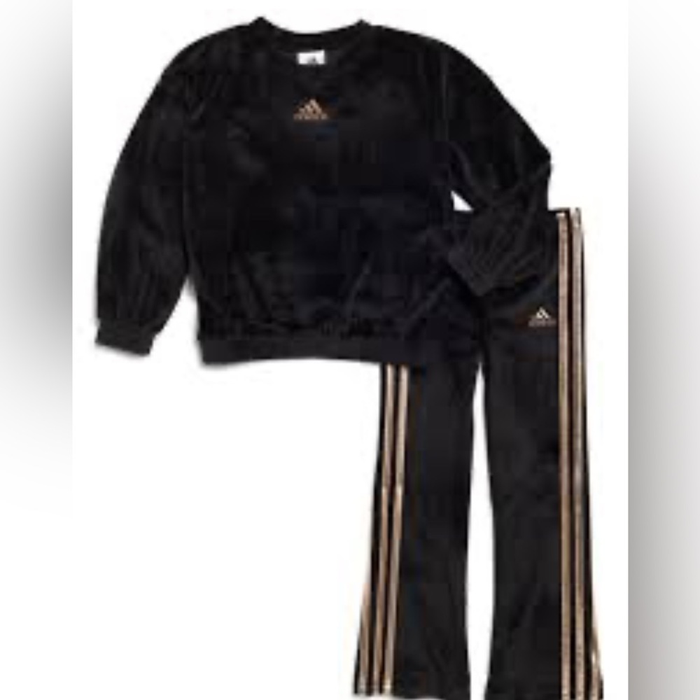 Adidas Black Velour Tracksuit